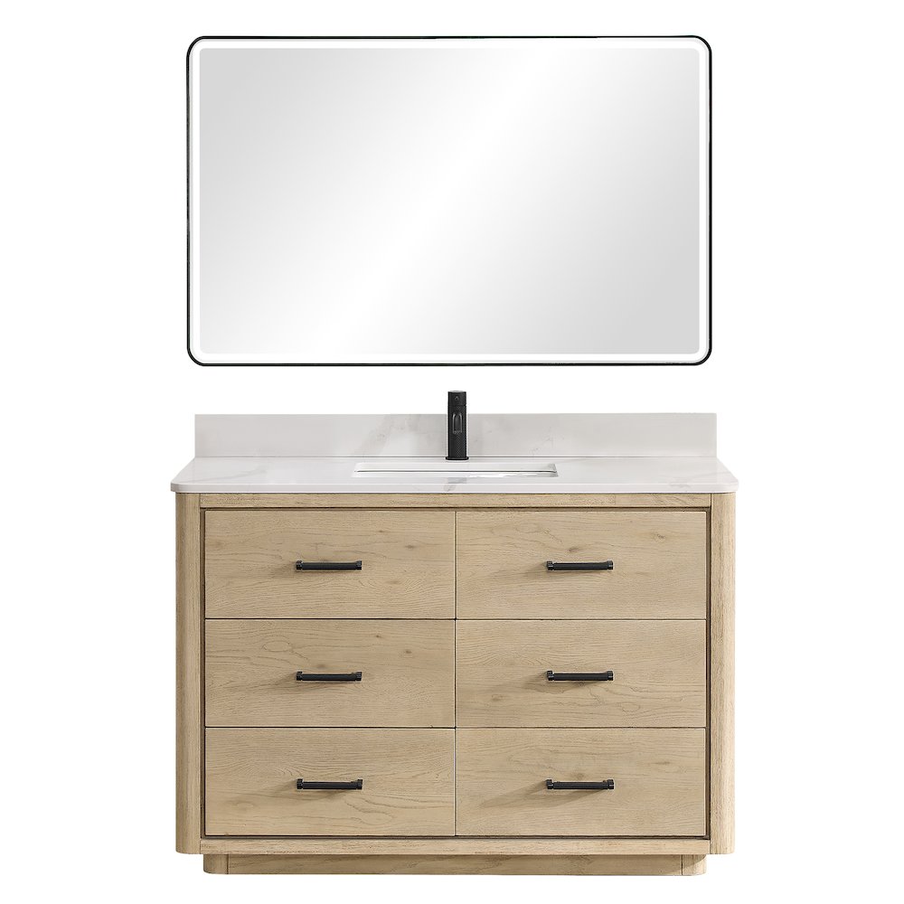 Porto 48" Free-standing Single Bath Vanity in Aged Natural Oak. Picture 1