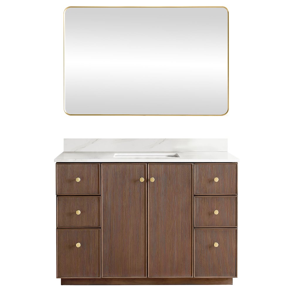 Oza 48" Free-standing Single Bath Vanity in Aged Dark Brown Oak. Picture 2
