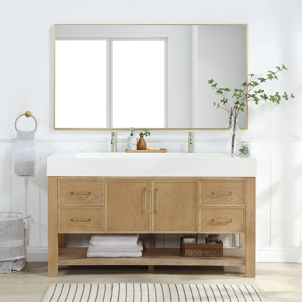 Vera 60" Free-standing Single Bath Vanity in Washed Ash Grey. Picture 2