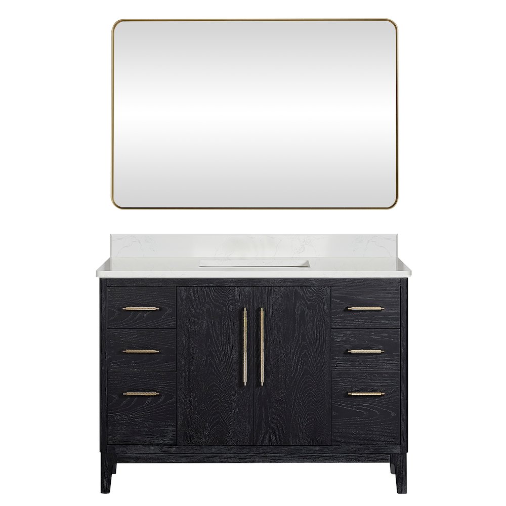 Gara 48" Free-standing Single Bath Vanity in Fir Wood Black. Picture 2