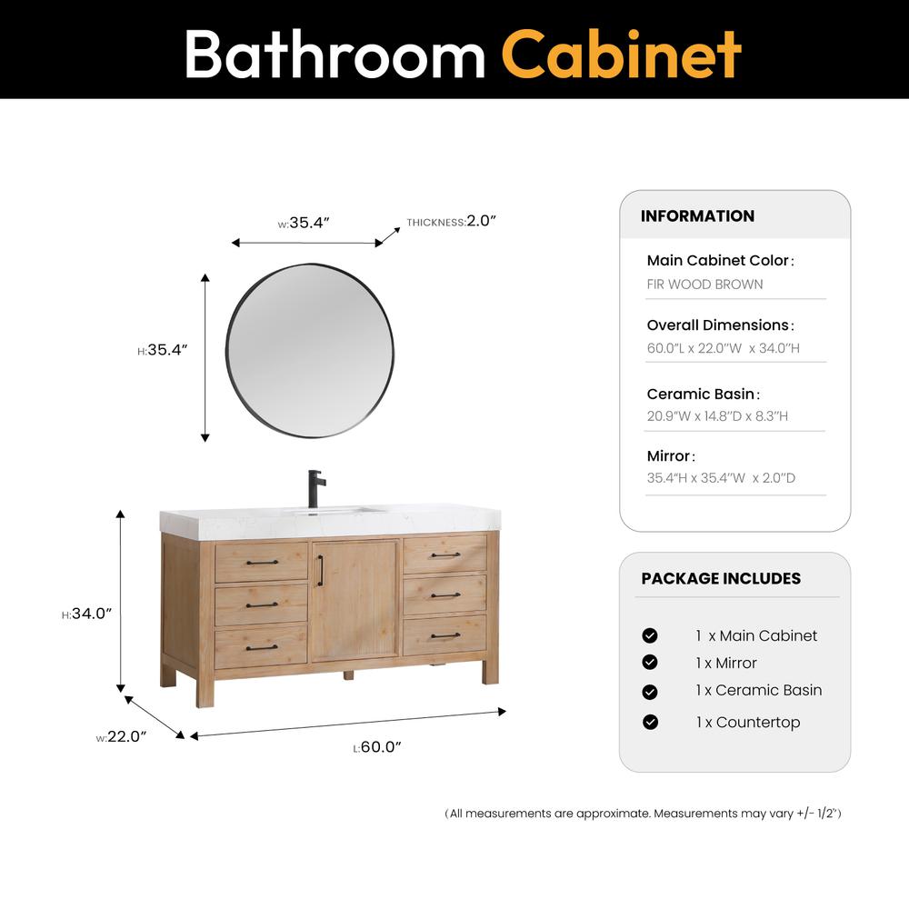 Free-standing Single Bathroom Vanity with Composite top and Mirror. Picture 16