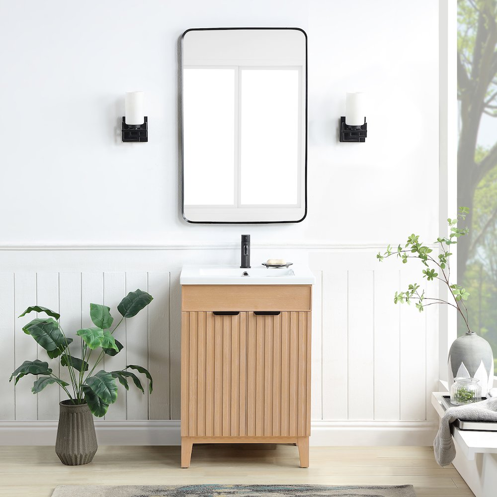 Palos 24" Free-standing Single Bath Vanity in Fir Wood Brown. Picture 4
