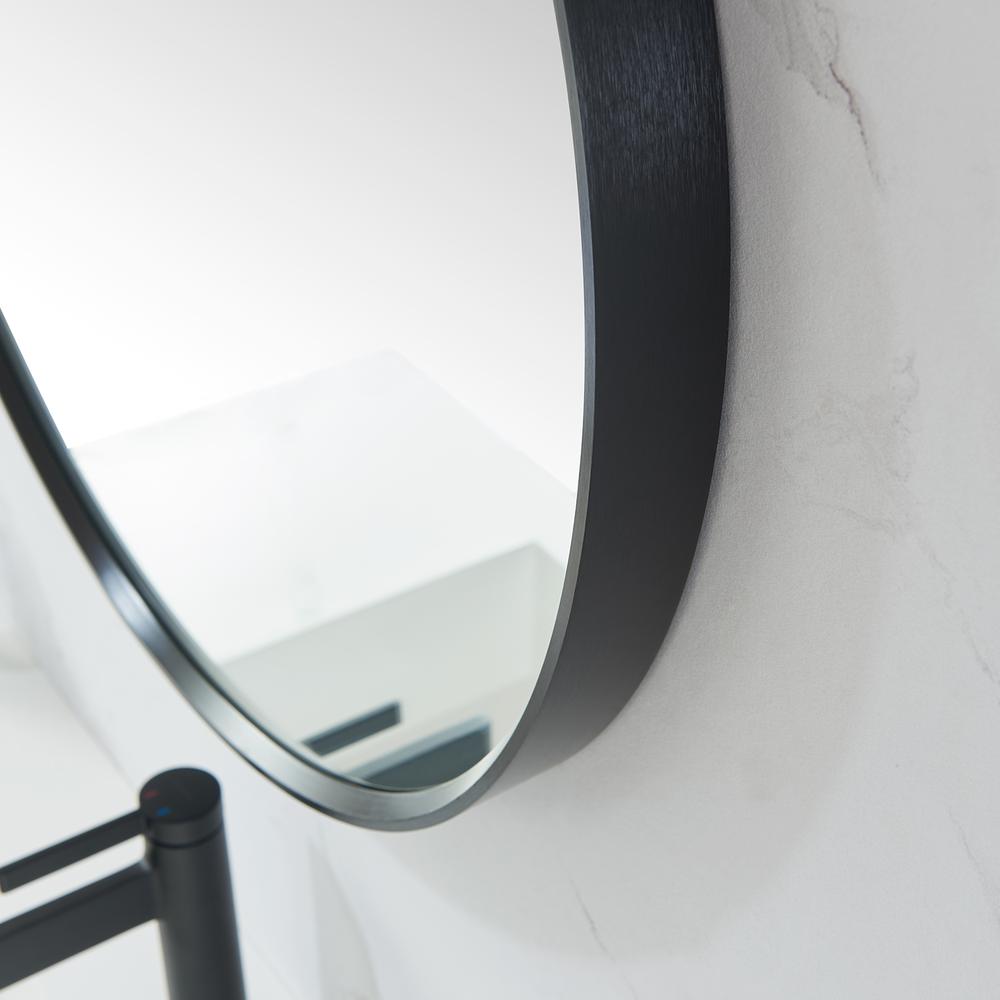 Cascante 28 in. W x 28 in. H Round Metal Wall Mirror in Brushed Black. Picture 6