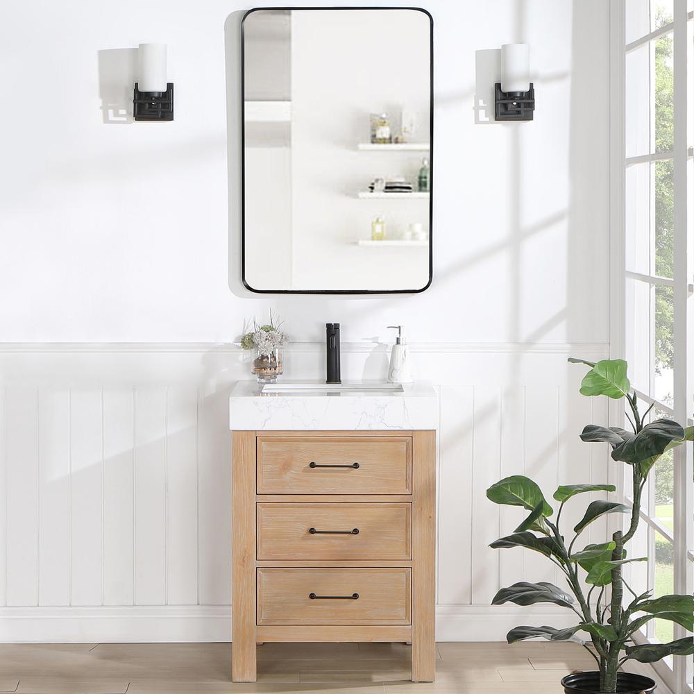 Free-standing Single Bathroom Vanity with Composite top and Mirror. Picture 5