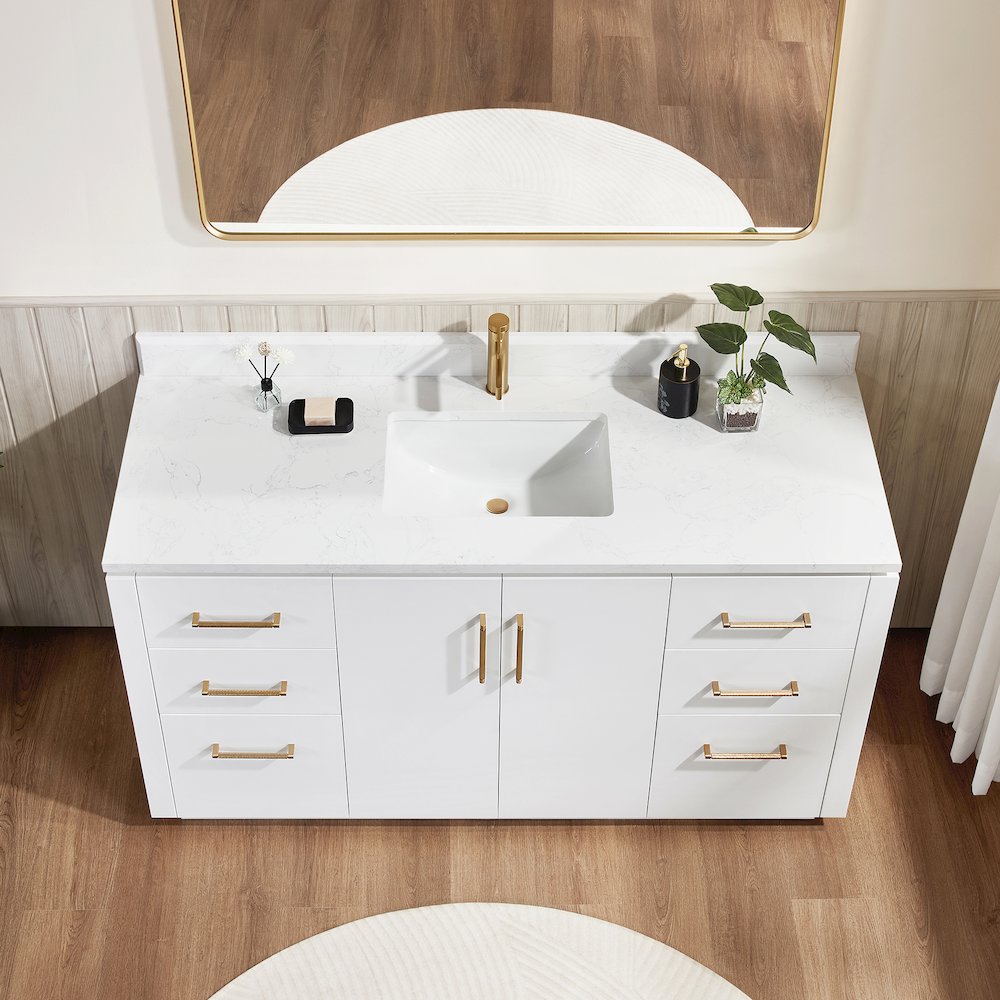 San 60" Free-standing Single Bath Vanity in White. Picture 5