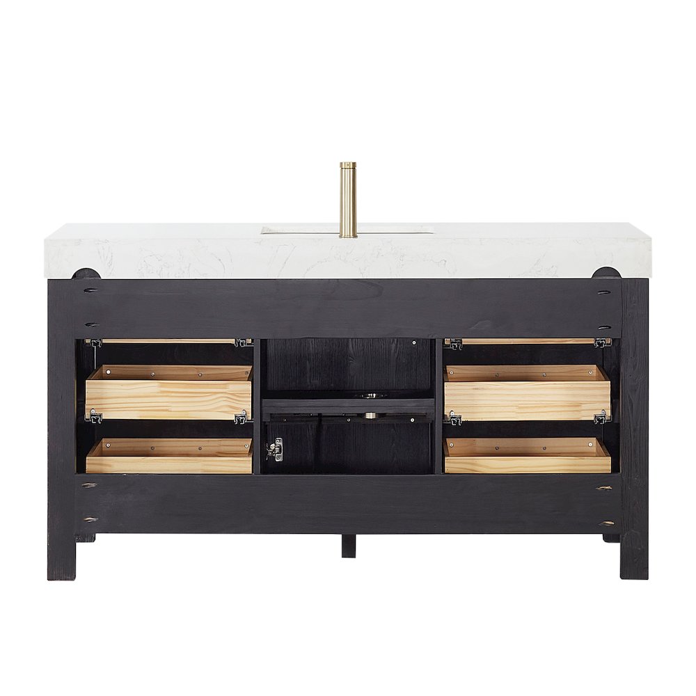 León 60in. Free-standing Single Bathroom Vanity in Fir Wood Black. Picture 15