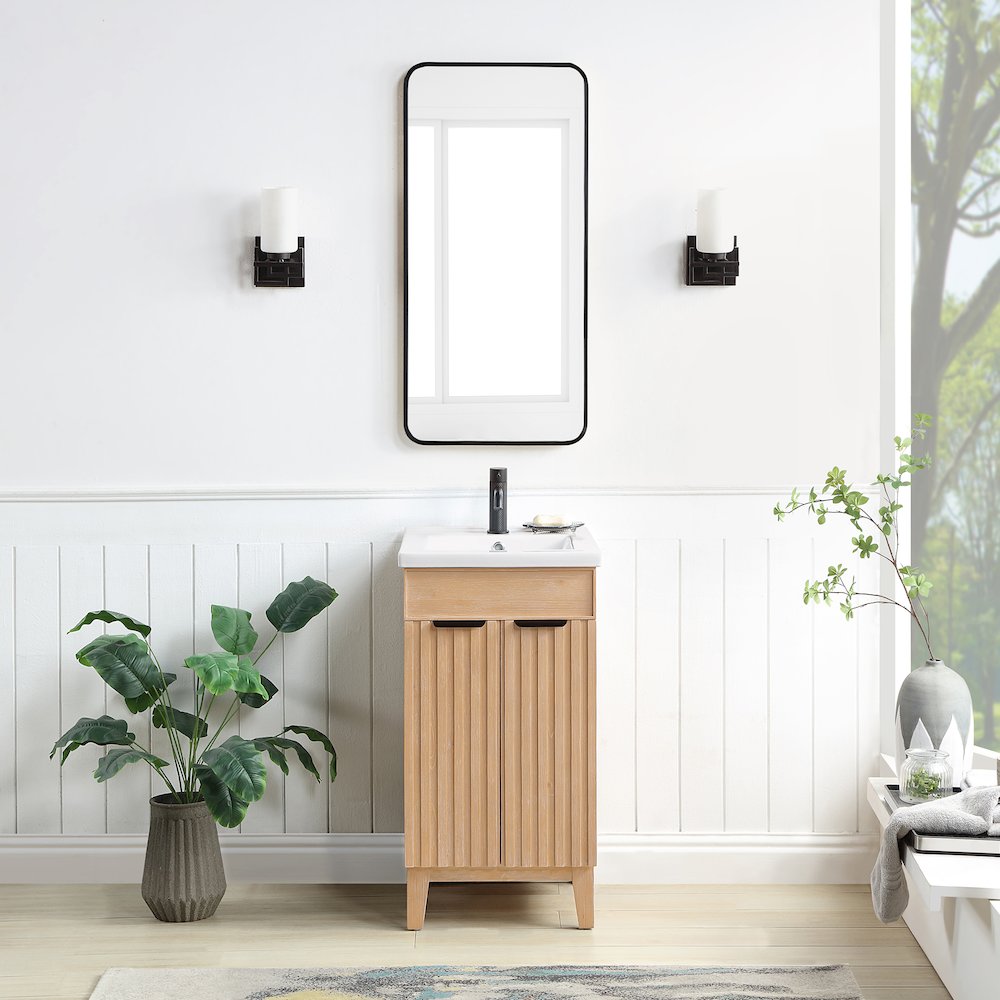 Palos 18" Free-standing Single Bath Vanity in Fir Wood Brown. Picture 3