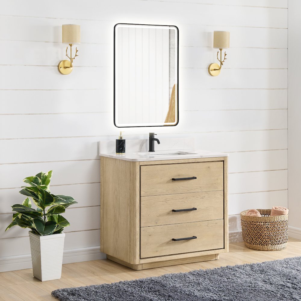 Porto 36" Free-standing Single Bath Vanity in Aged Natural Oak. Picture 7