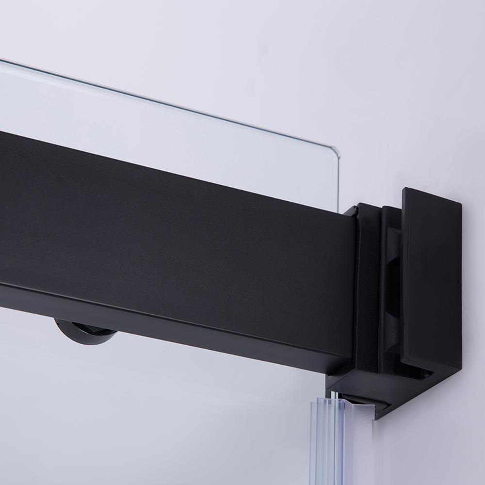 Rectangle Double Sliding Frameless Shower Enclosure in Matte Black. Picture 5
