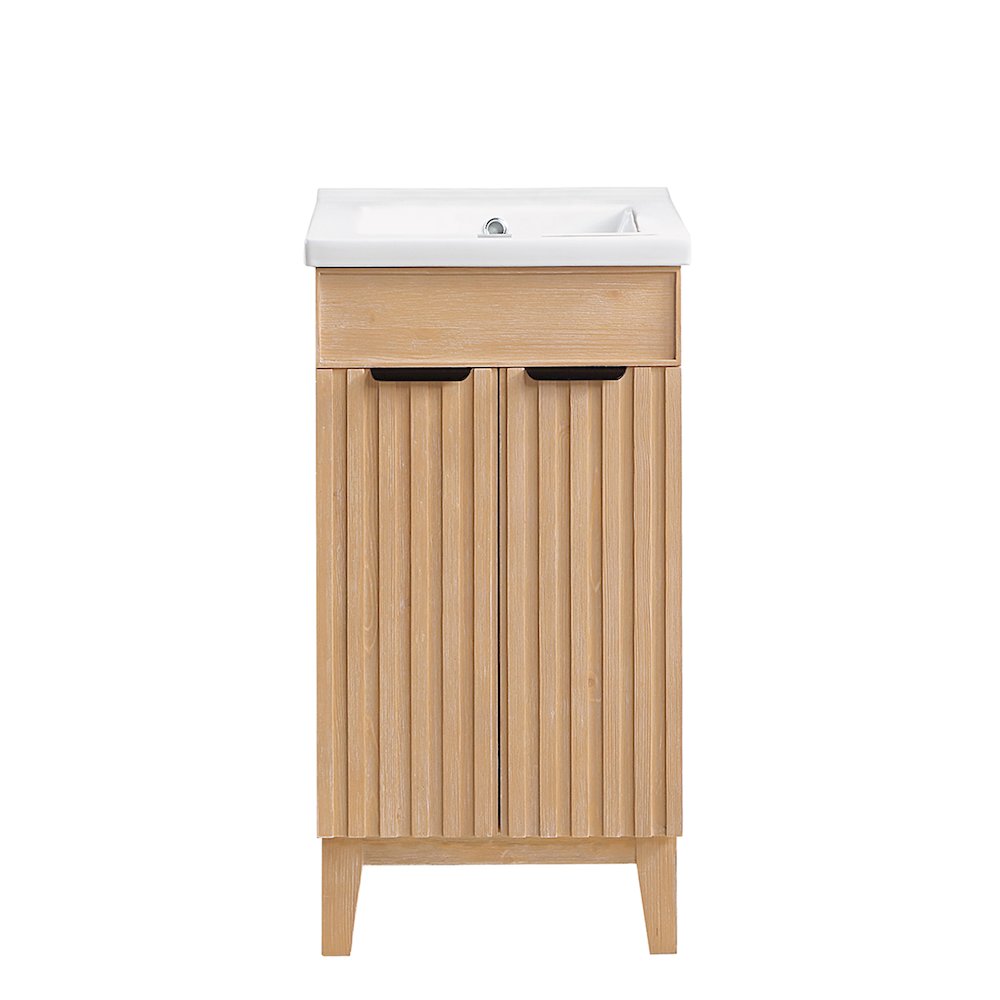 Palos 18" Free-standing Single Bath Vanity in Fir Wood Brown. Picture 2