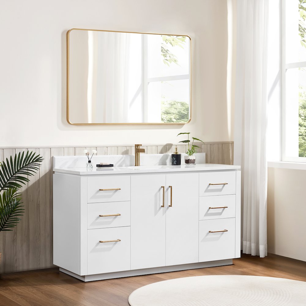 San 60" Free-standing Single Bath Vanity in White. Picture 4