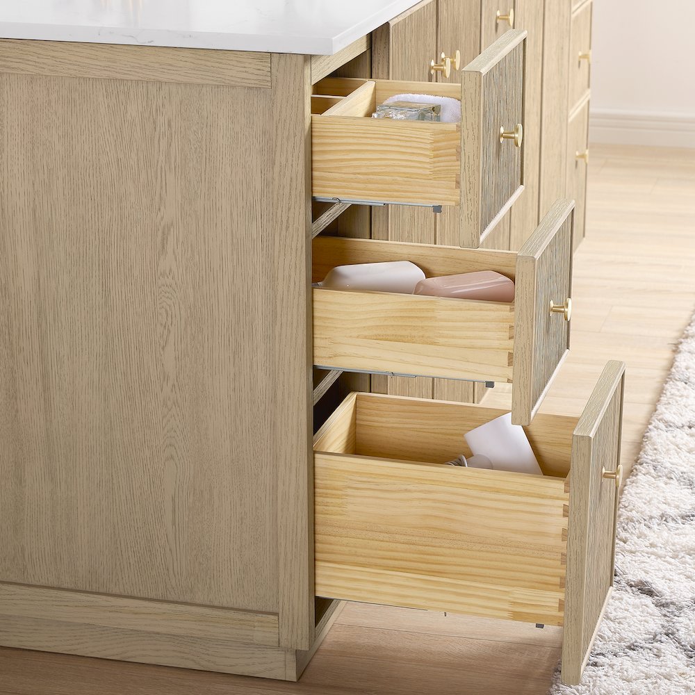Oza 84" Free-standing Double Bath Vanity in Aged Natural Oak. Picture 13