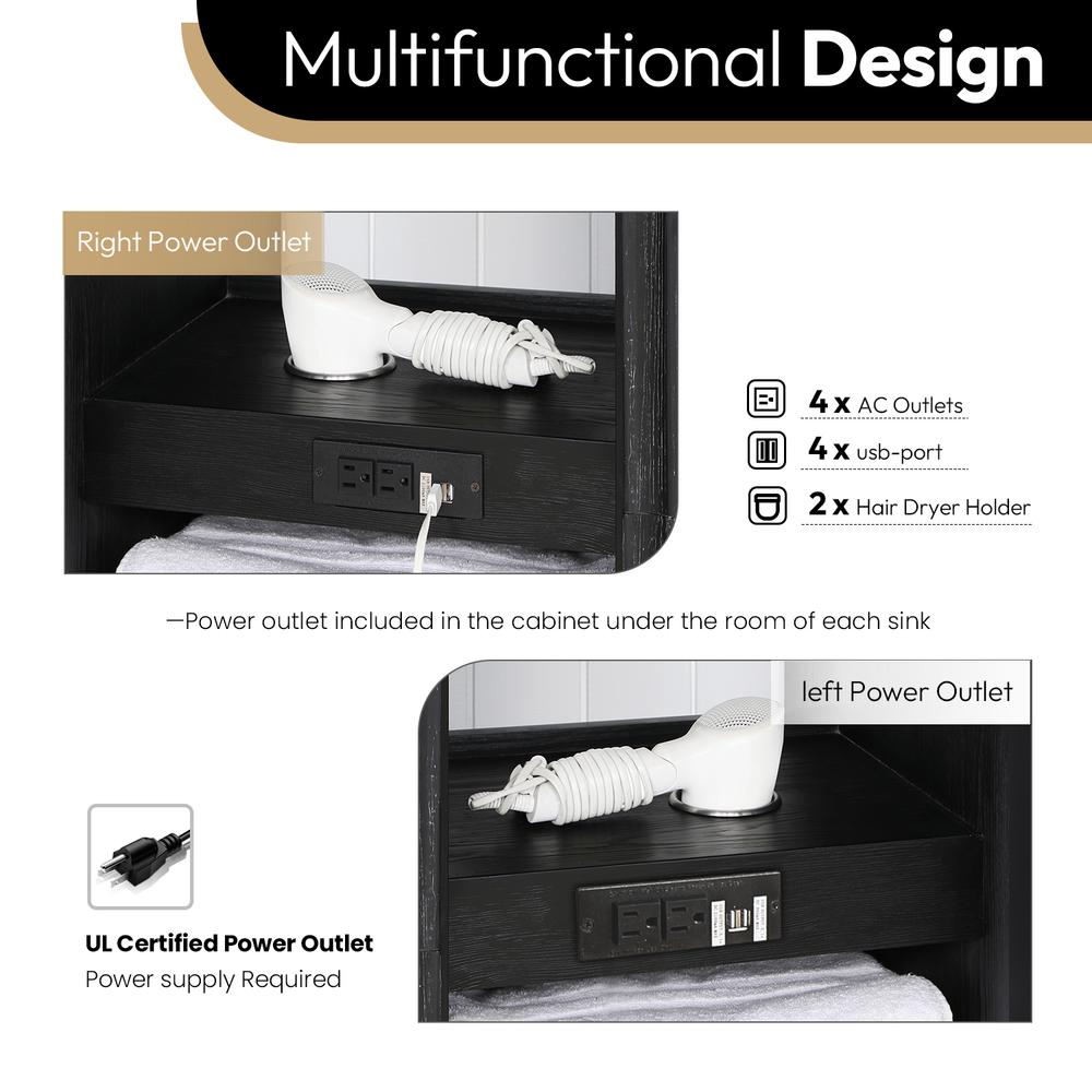 Free-standing Double Bathroom Vanity with Composite top in Lightning White. Picture 17