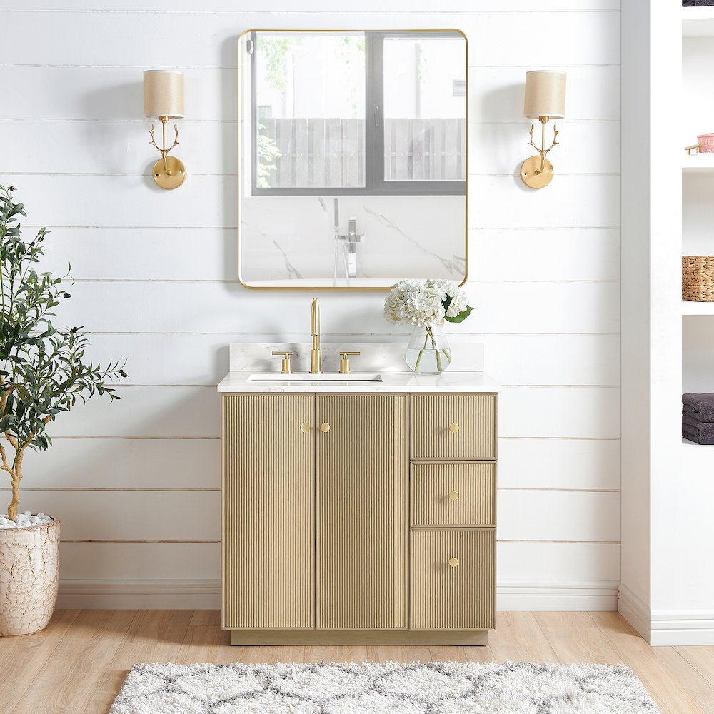 Oza 36" Free-standing Single Bath Vanity in Aged Natural Oak. Picture 8