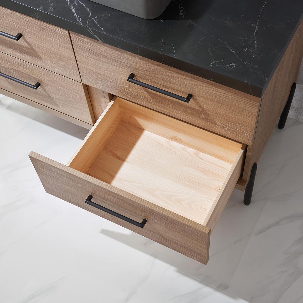 Single Sink Bath Vanity with Sintered Stone Top with Concrete Sink and Mirror. Picture 10