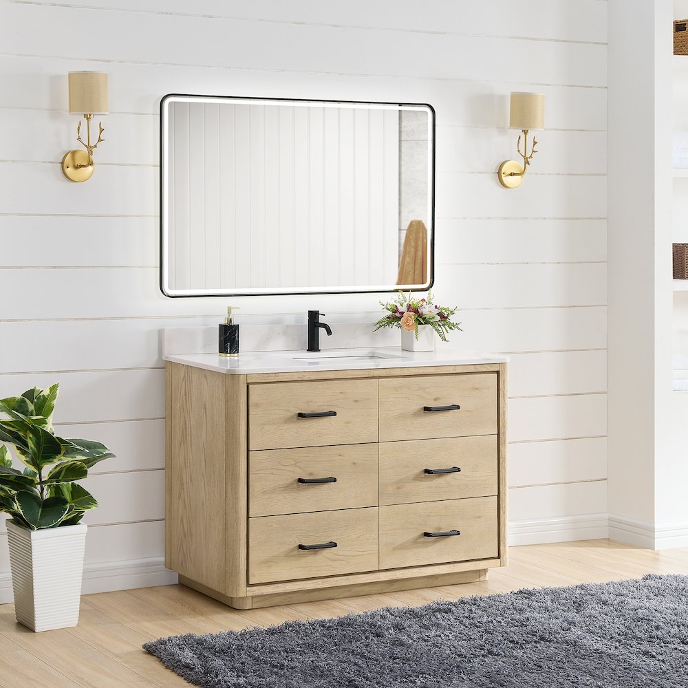 Porto 48" Free-standing Single Bath Vanity in Aged Natural Oak. Picture 7