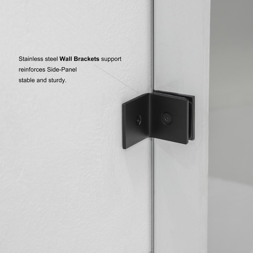 Villena 68" W x 78" H Single Sliding Frameless Shower Door in Matte Black. Picture 10