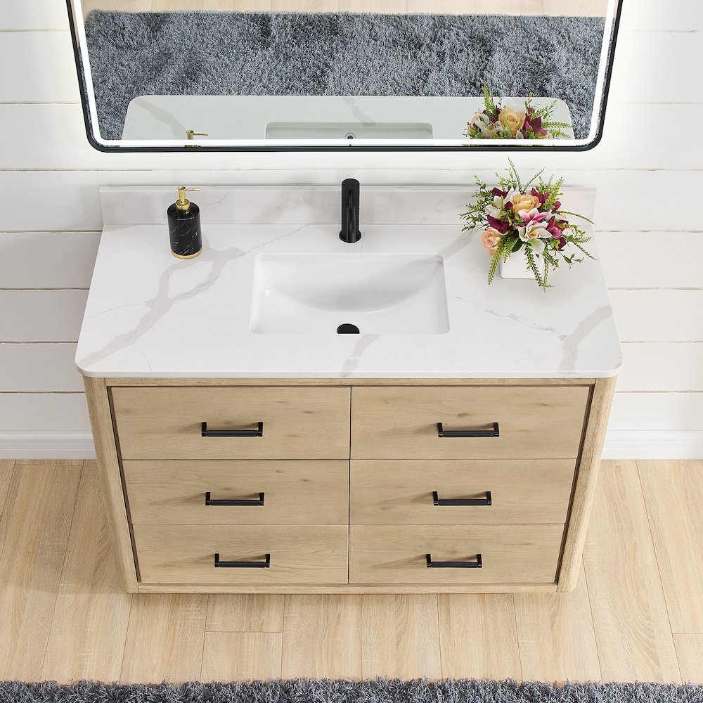Porto 48" Free-standing Single Bath Vanity in Aged Natural Oak. Picture 3