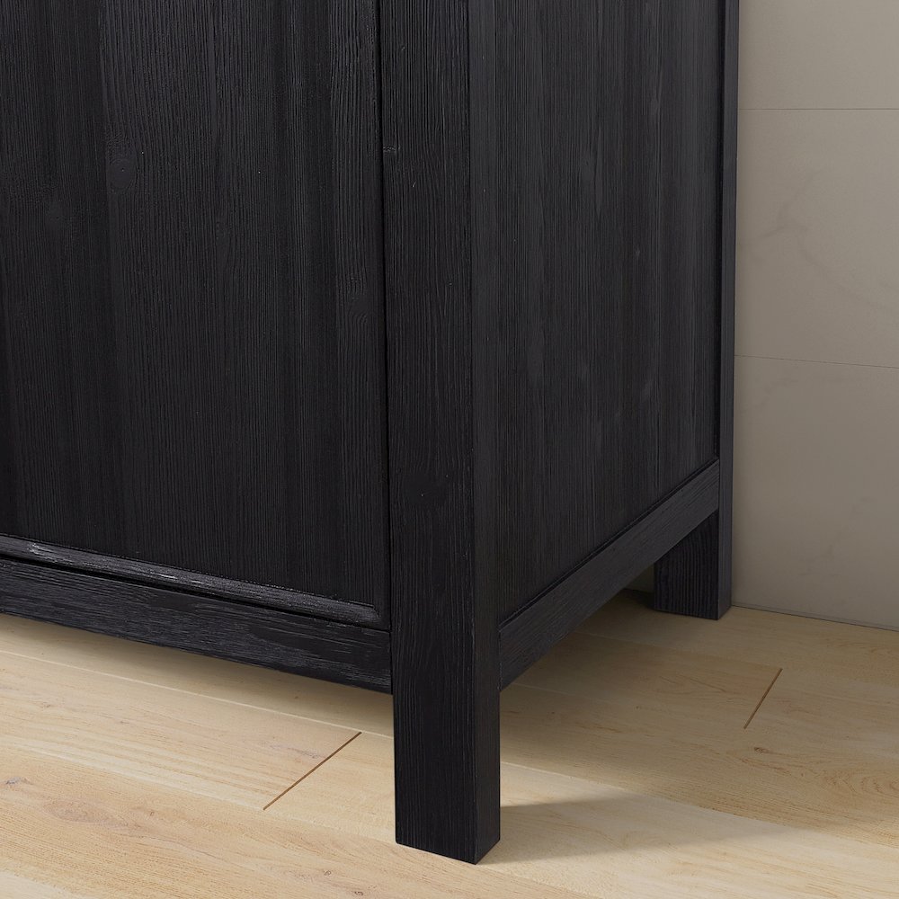 León 60in. Free-standing Double Bathroom Vanity in Fir Wood Black. Picture 14