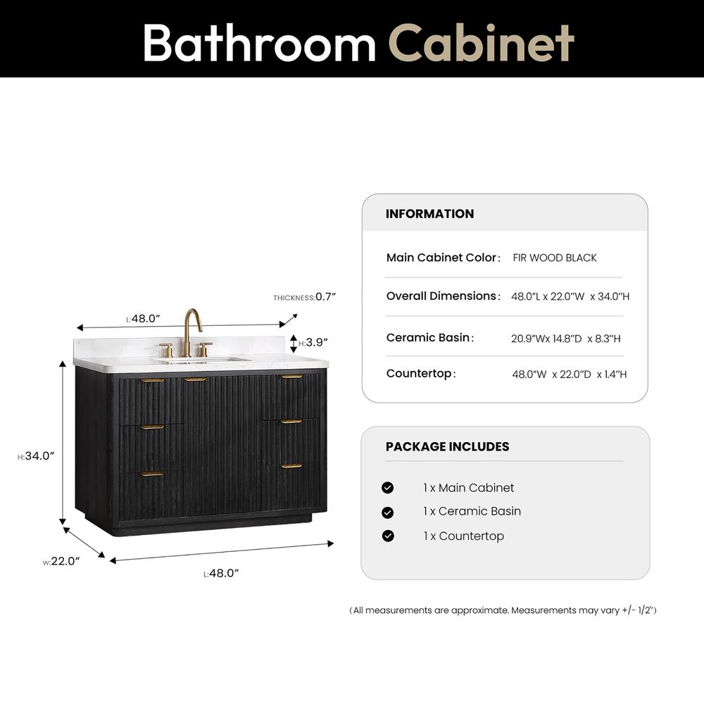 Free-standing Single Bathroom Vanity with Composite top in Lightning White. Picture 14