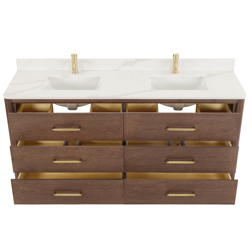 Porto 72" Free-standing Double Bath Vanity in Aged Dark Brown Oak. Picture 12
