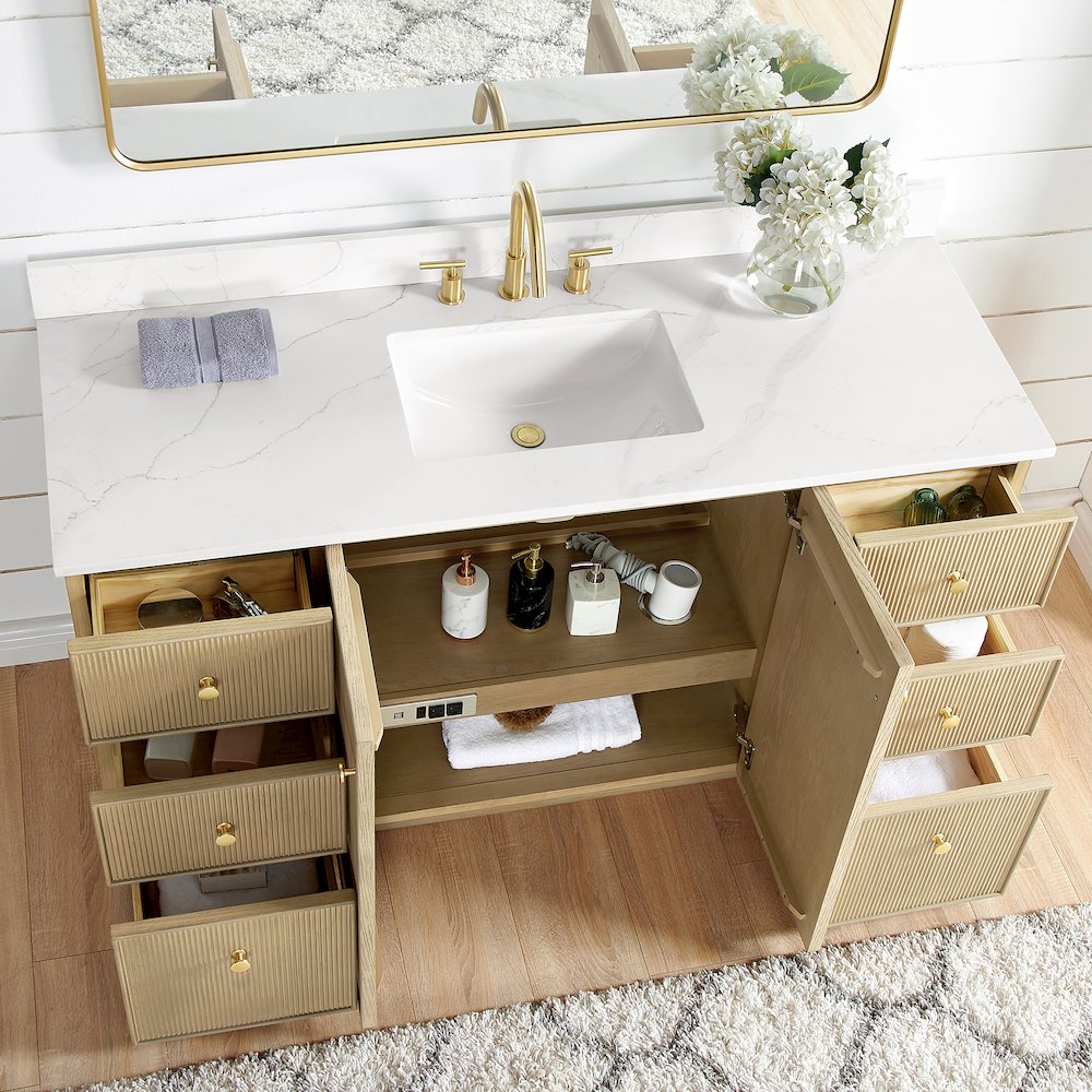 Oza 60" Free-standing Single Bath Vanity in Aged Natural Oak. Picture 9