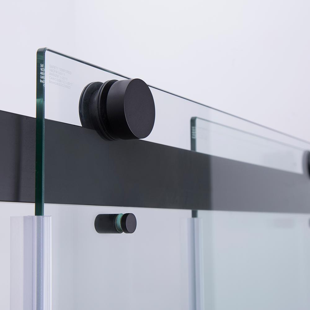 Rectangle Double Sliding Frameless Shower Enclosure in Matte Black. Picture 6
