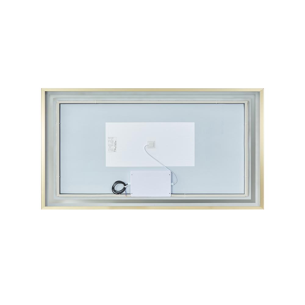 60" Rectangular Aluminum Framed LED Wall Mount Bathroom Vanity Mirror in Gold. Picture 2