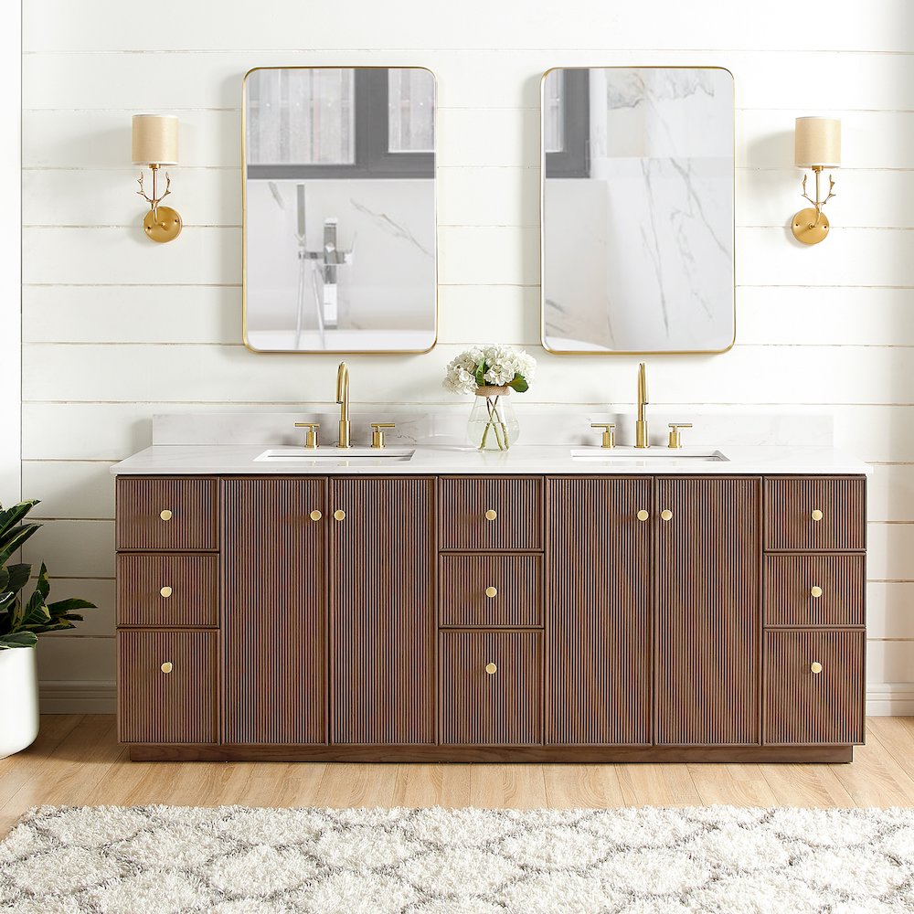 Oza 84" Free-standing Double Bath Vanity in Aged Dark Brown Oak. Picture 3