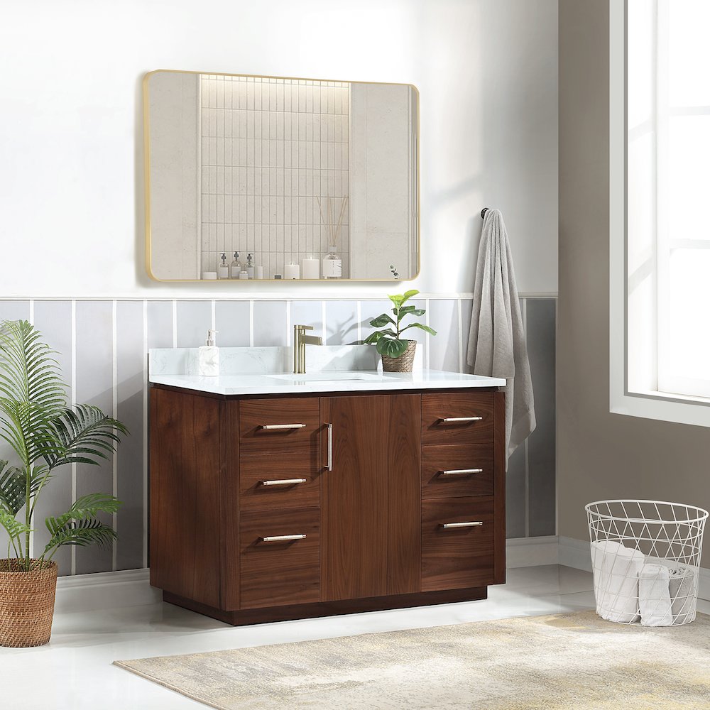 San 48" Free-standing Single Bath Vanity in Natural Walnut. Picture 4