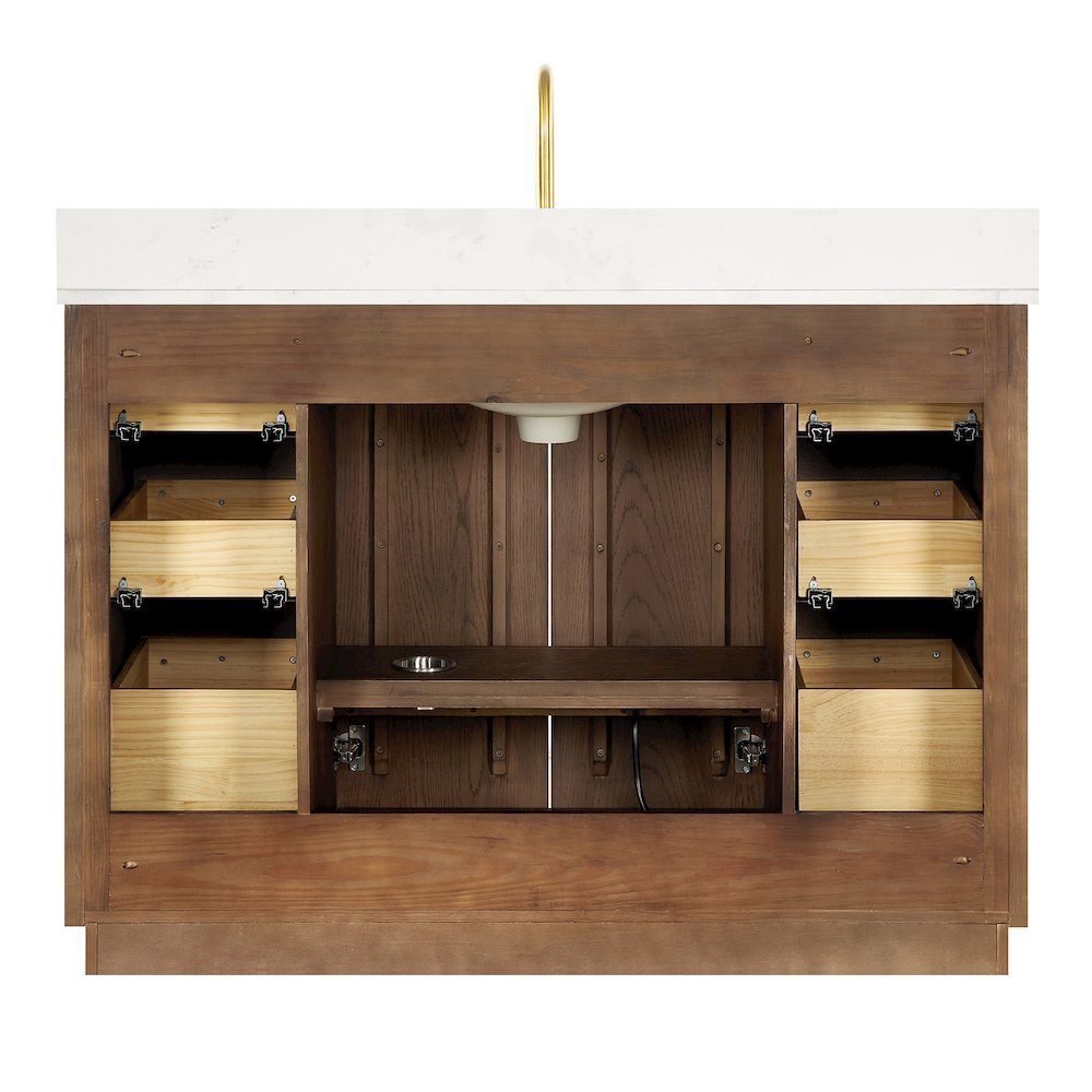 Oza 48" Free-standing Single Bath Vanity in Aged Dark Brown Oak. Picture 16