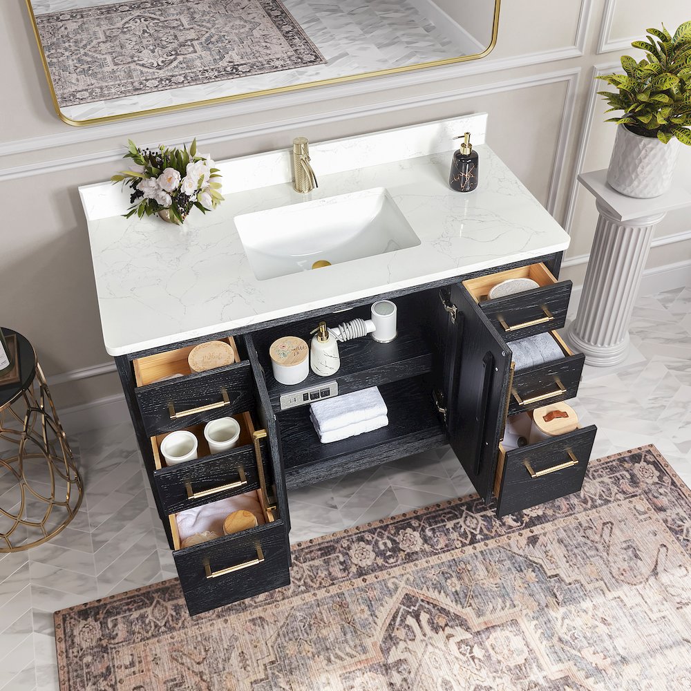 Gara 48" Free-standing Single Bath Vanity in Fir Wood Black. Picture 7