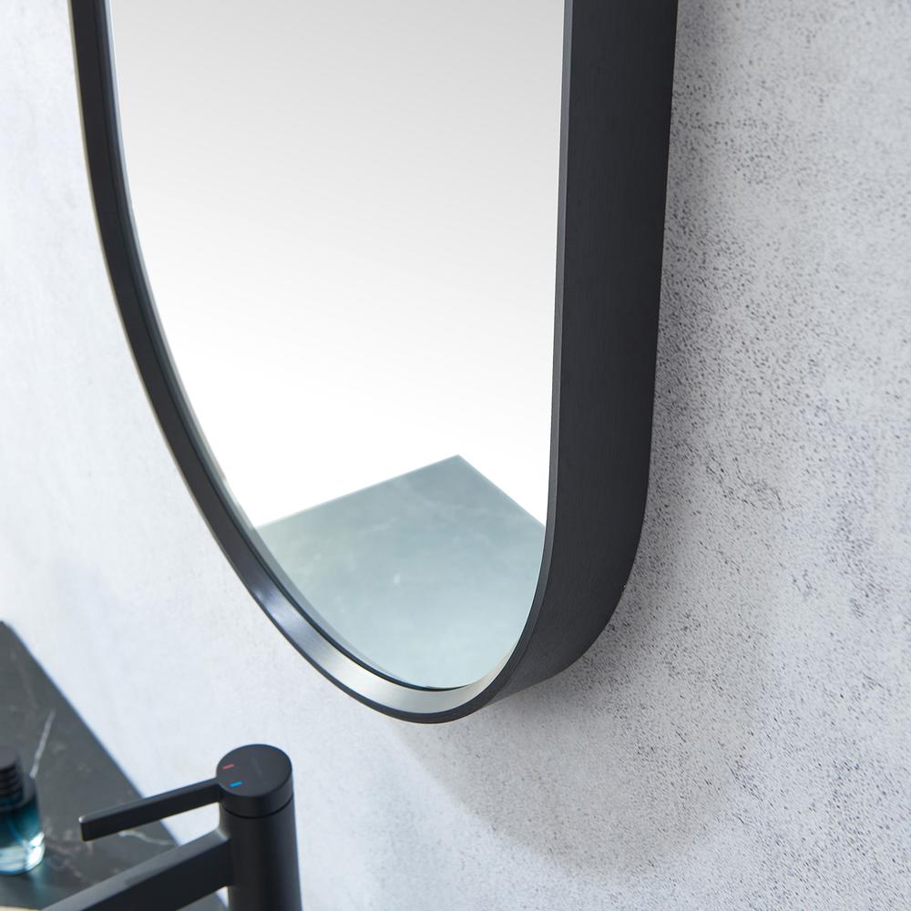 Luarca 18 in. W x 48 in. H Oval Metal Wall Mirror in Brushed Black. Picture 6