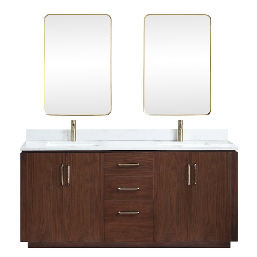 San 72" Free-standing Double Bath Vanity in Natural Walnut. Picture 1