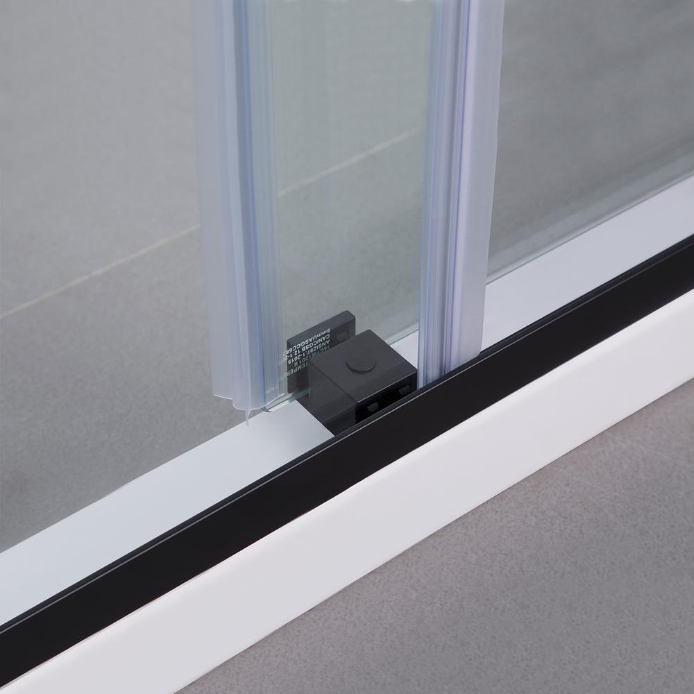 Spezia 56" W x 76" H Double Sliding Frameless Shower Door in Matte Black. Picture 7