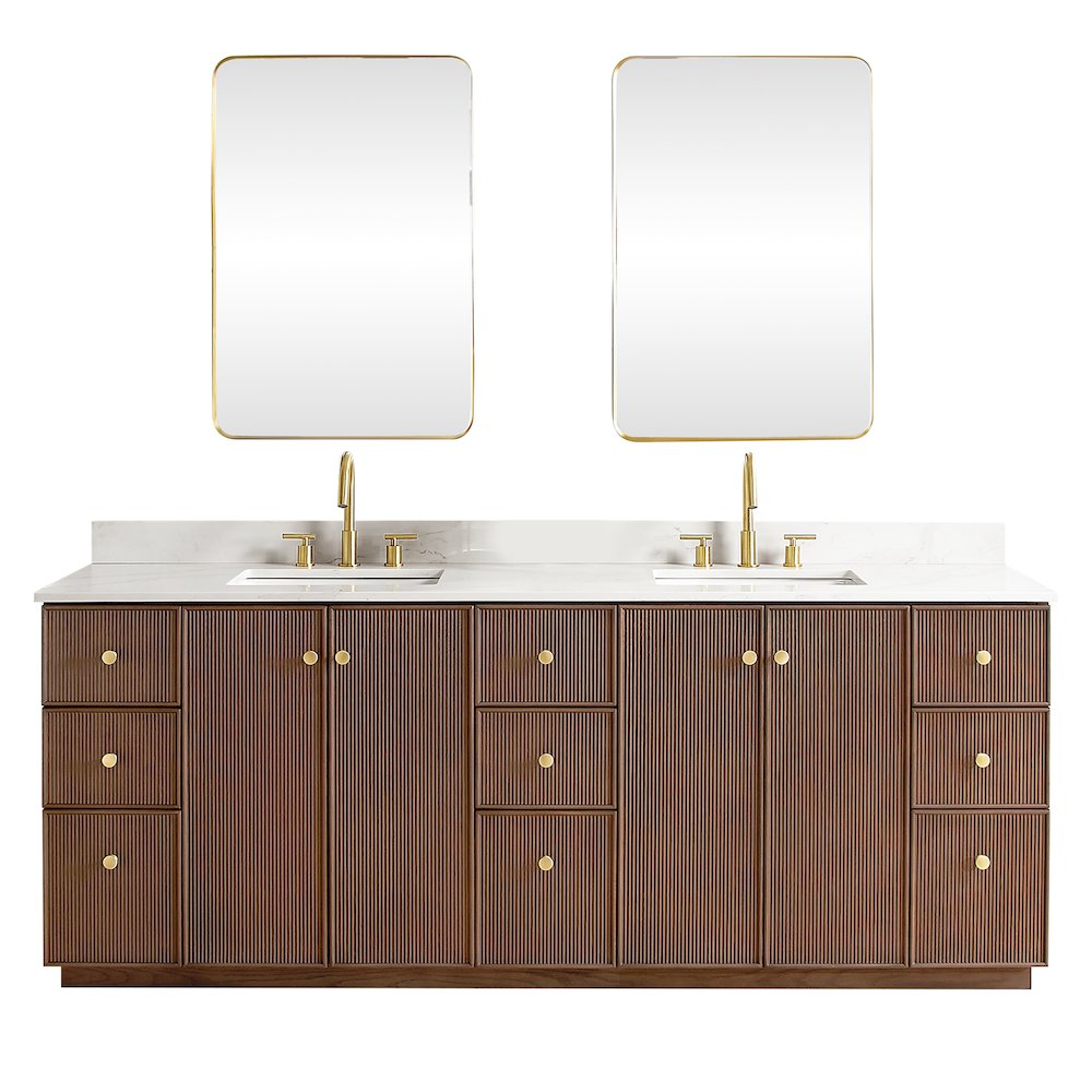 Oza 84" Free-standing Double Bath Vanity in Aged Dark Brown Oak. Picture 1