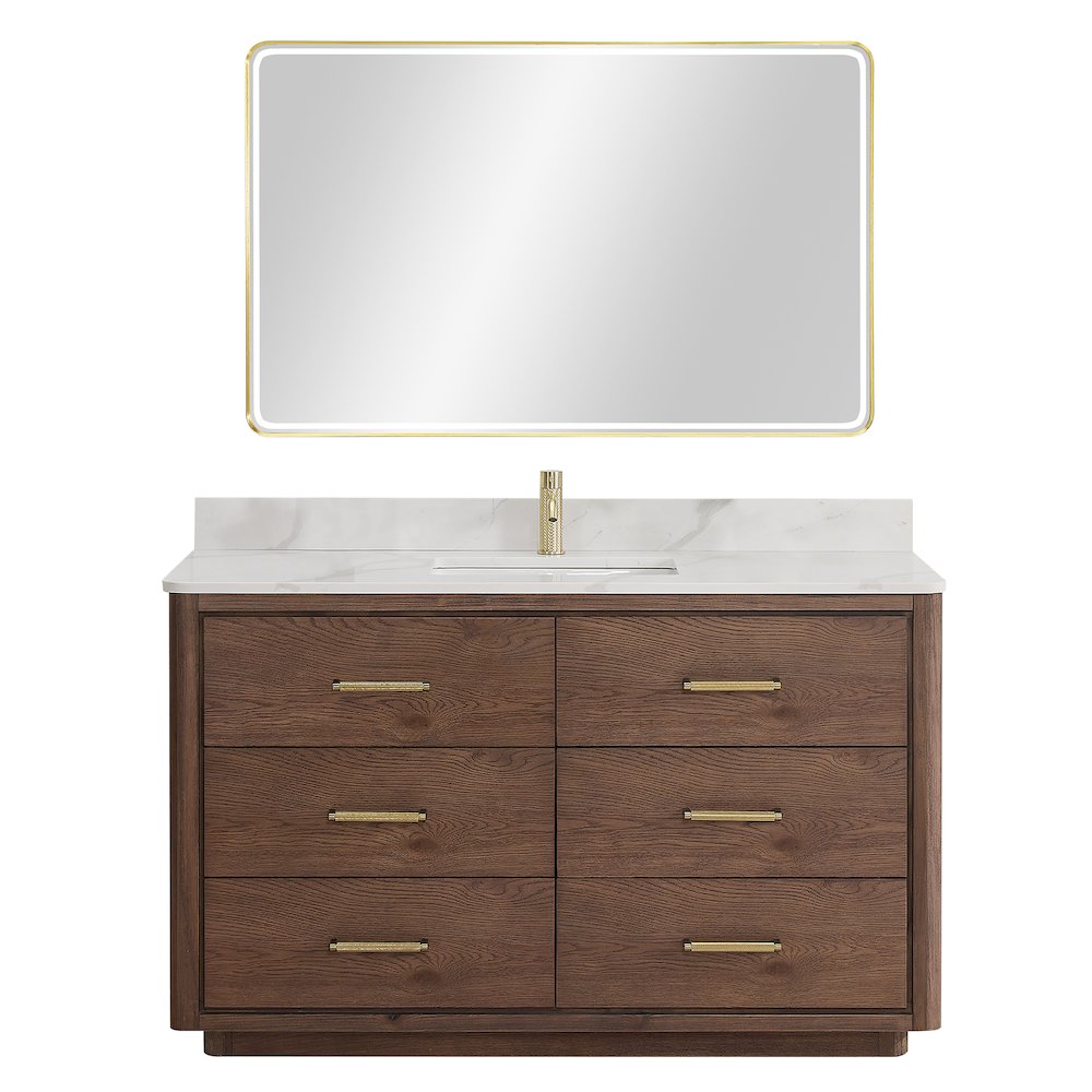 Porto 55" Free-standing Single Bath Vanity in Aged Dark Brown Oak. Picture 1