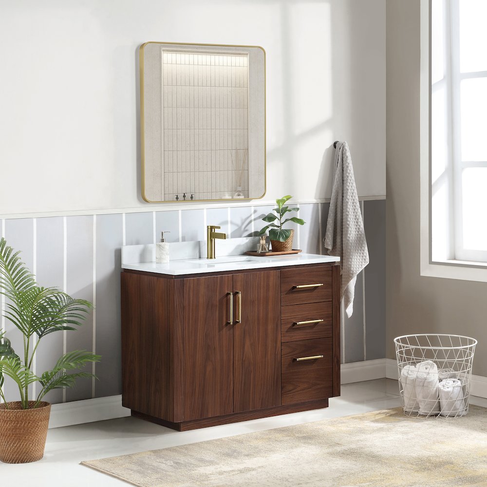 San 42" Free-standing Single Bath Vanity in Natural Walnut. Picture 4