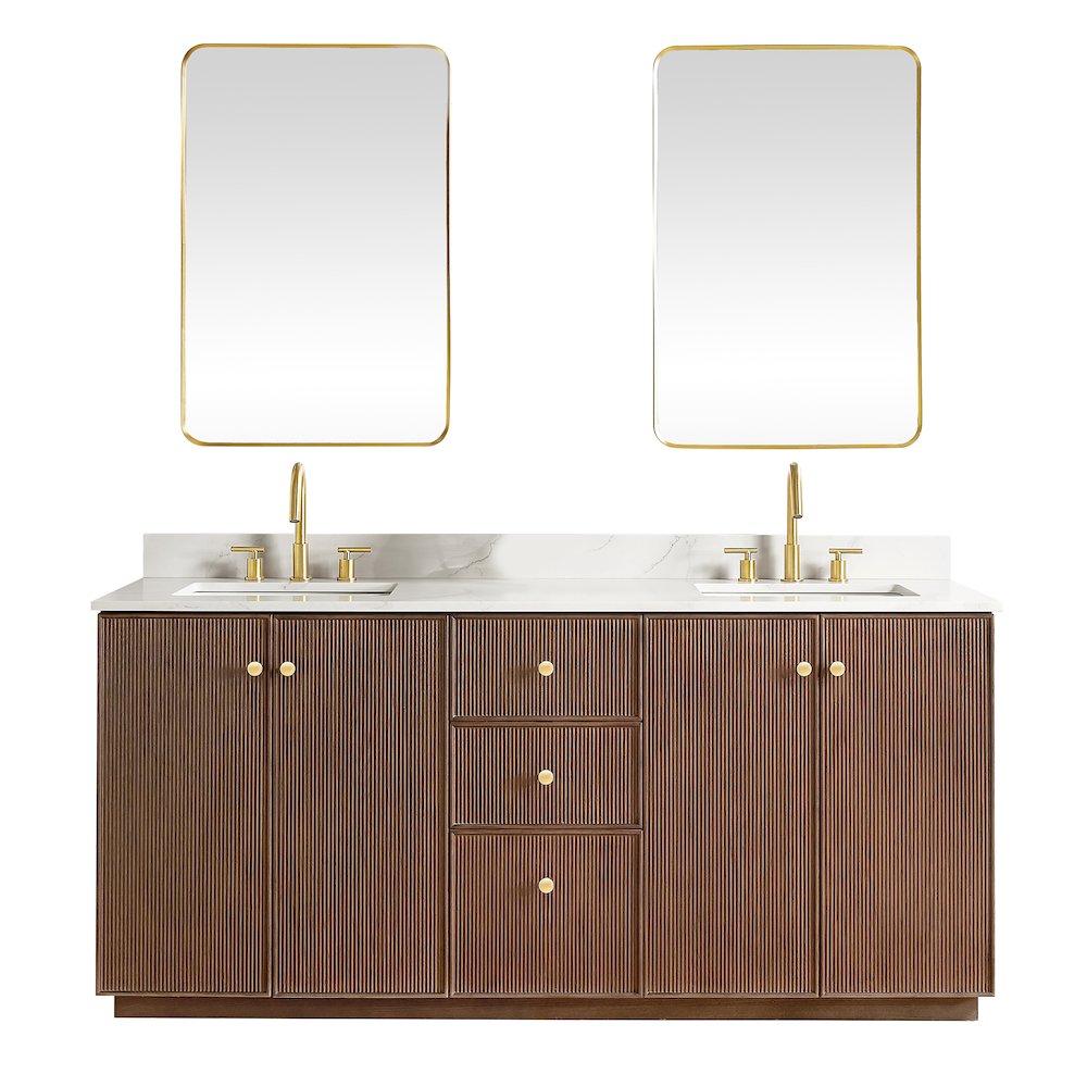 Oza 72" Free-standing Double Bath Vanity in Aged Dark Brown Oak. Picture 1