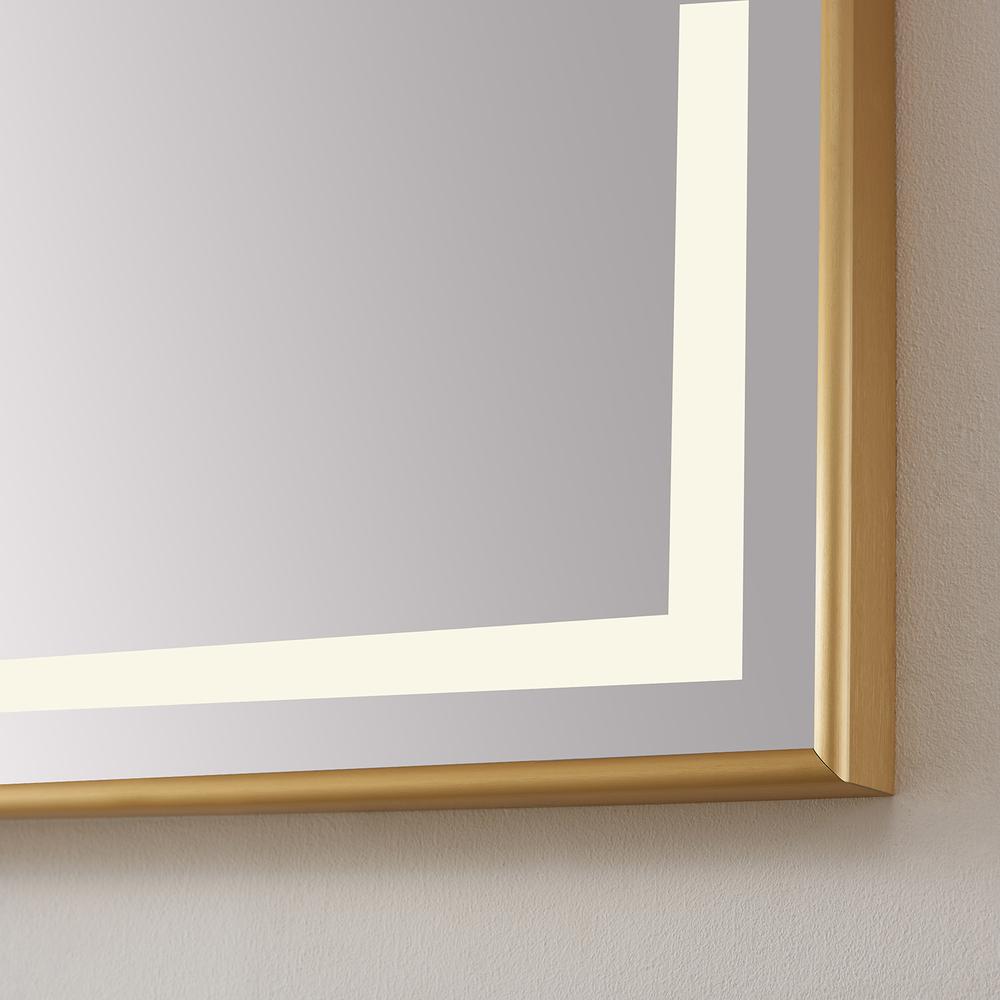 36" Rectangular Aluminum Framed LED Wall Mount Bathroom Vanity Mirror in Gold. Picture 4