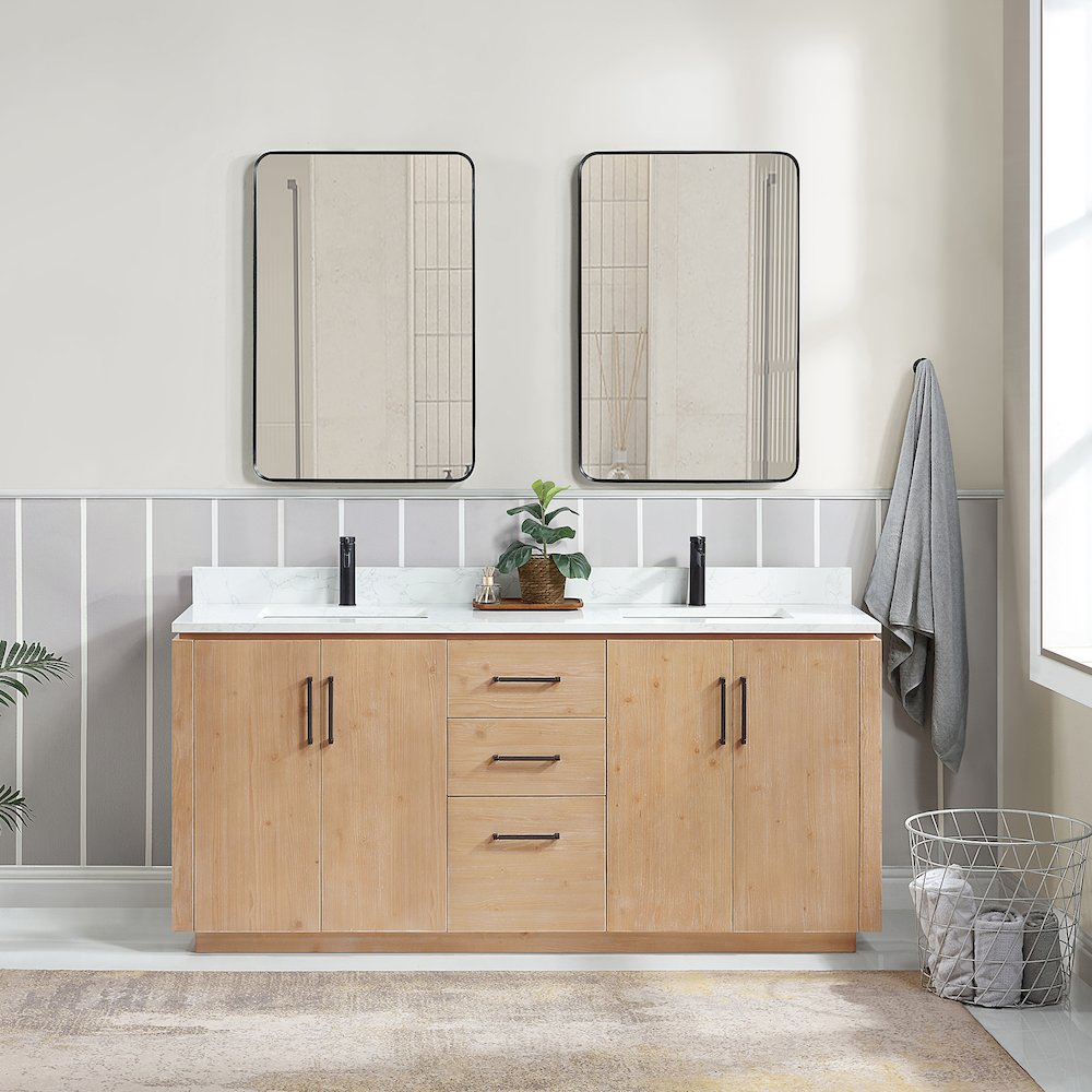 San 72" Free-standing Double Bath Vanity in Fir Wood Brown. Picture 3