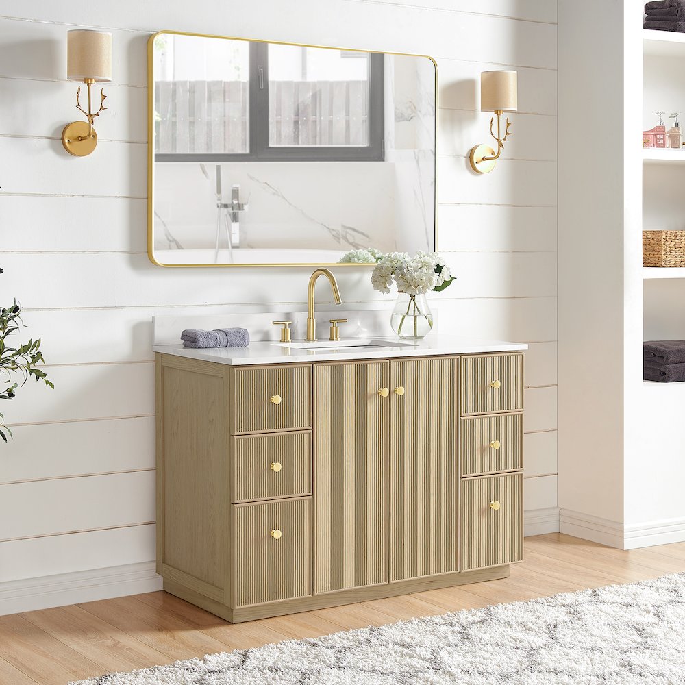 Oza 48" Free-standing Single Bath Vanity in Aged Natural Oak. Picture 5
