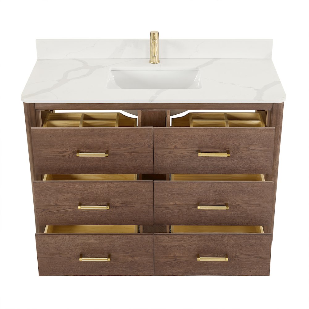 Porto 48" Free-standing Single Bath Vanity in Aged Dark Brown Oak. Picture 11