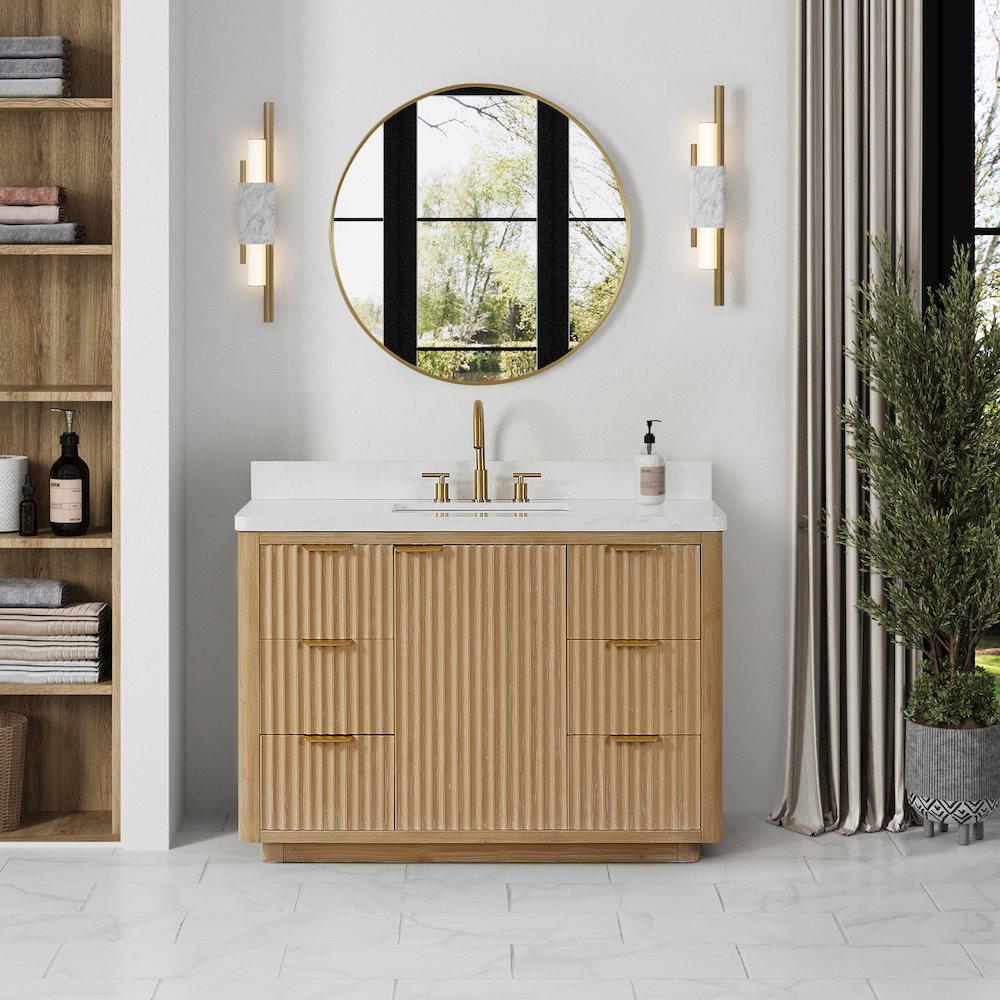 Cádiz 48in. Free-standing Single Bathroom Vanity in Washed Ash Grey. Picture 3