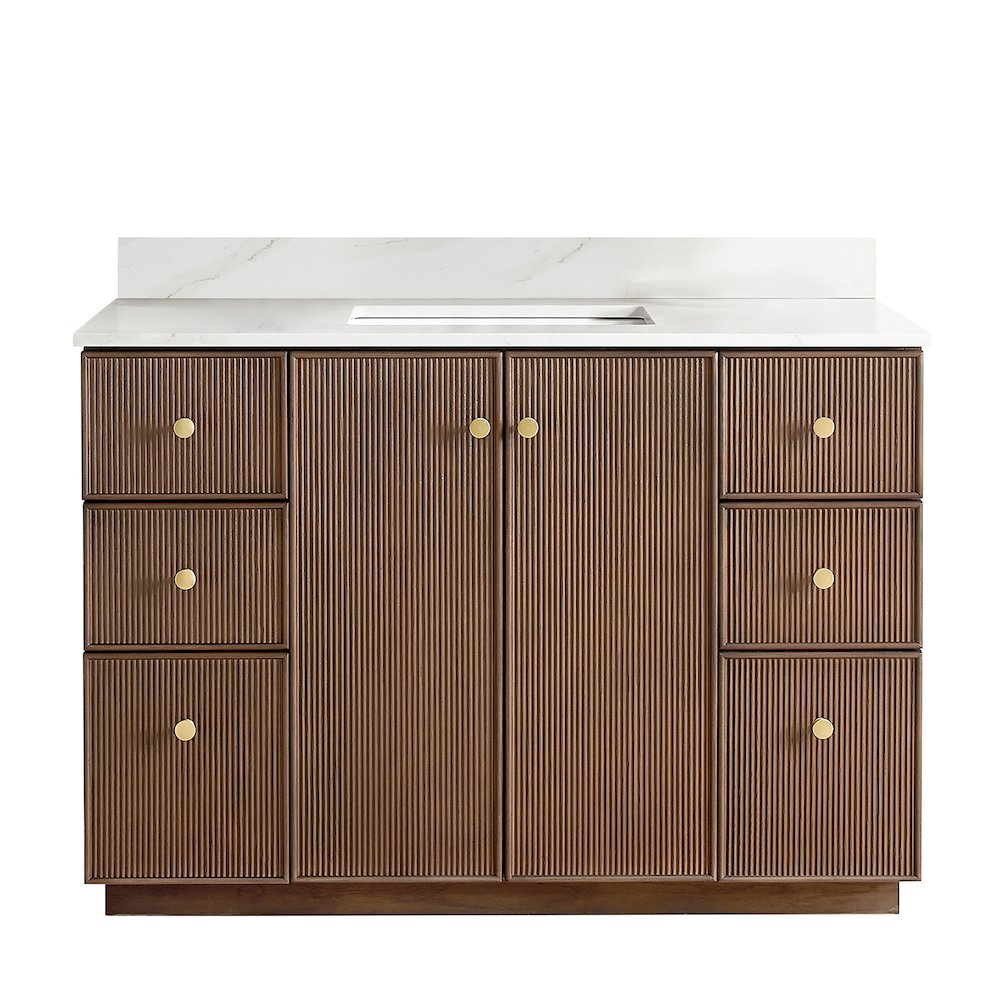 Oza 48" Free-standing Single Bath Vanity in Aged Dark Brown Oak. Picture 2
