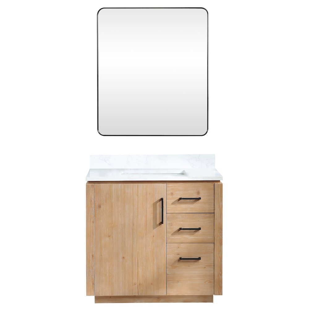 San 36" Free-standing Single Bath Vanity in Fir Wood Brown. Picture 2