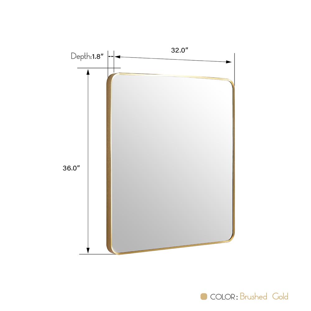 Mutriku 32 in. W x 36 in. H Rectangle Metal Wall Mirror in Brushed Gold. Picture 8