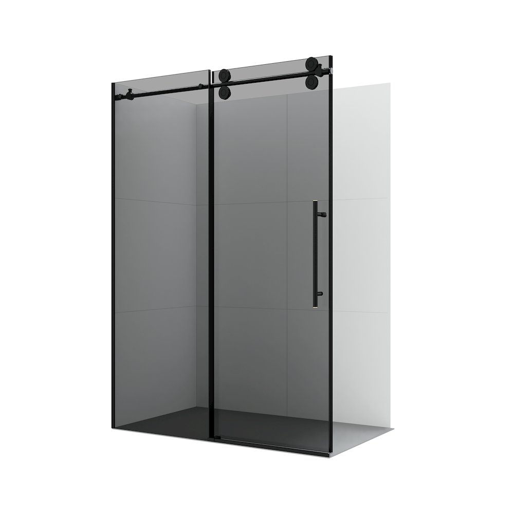 Echarri 48" W x 78" H Single Sliding Frameless Shower Door in Matte Black. Picture 1