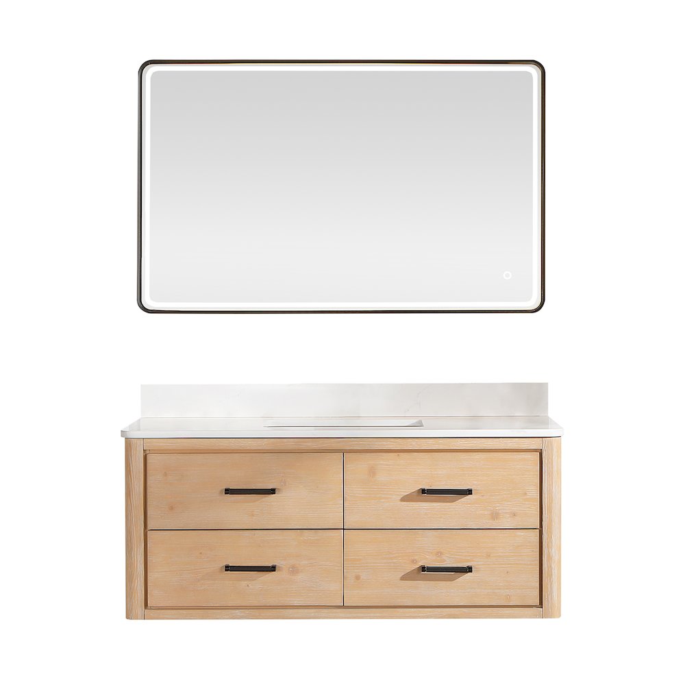 Cristo 48" Floating Single Bath Vanity in Fir Wood Brown. Picture 2