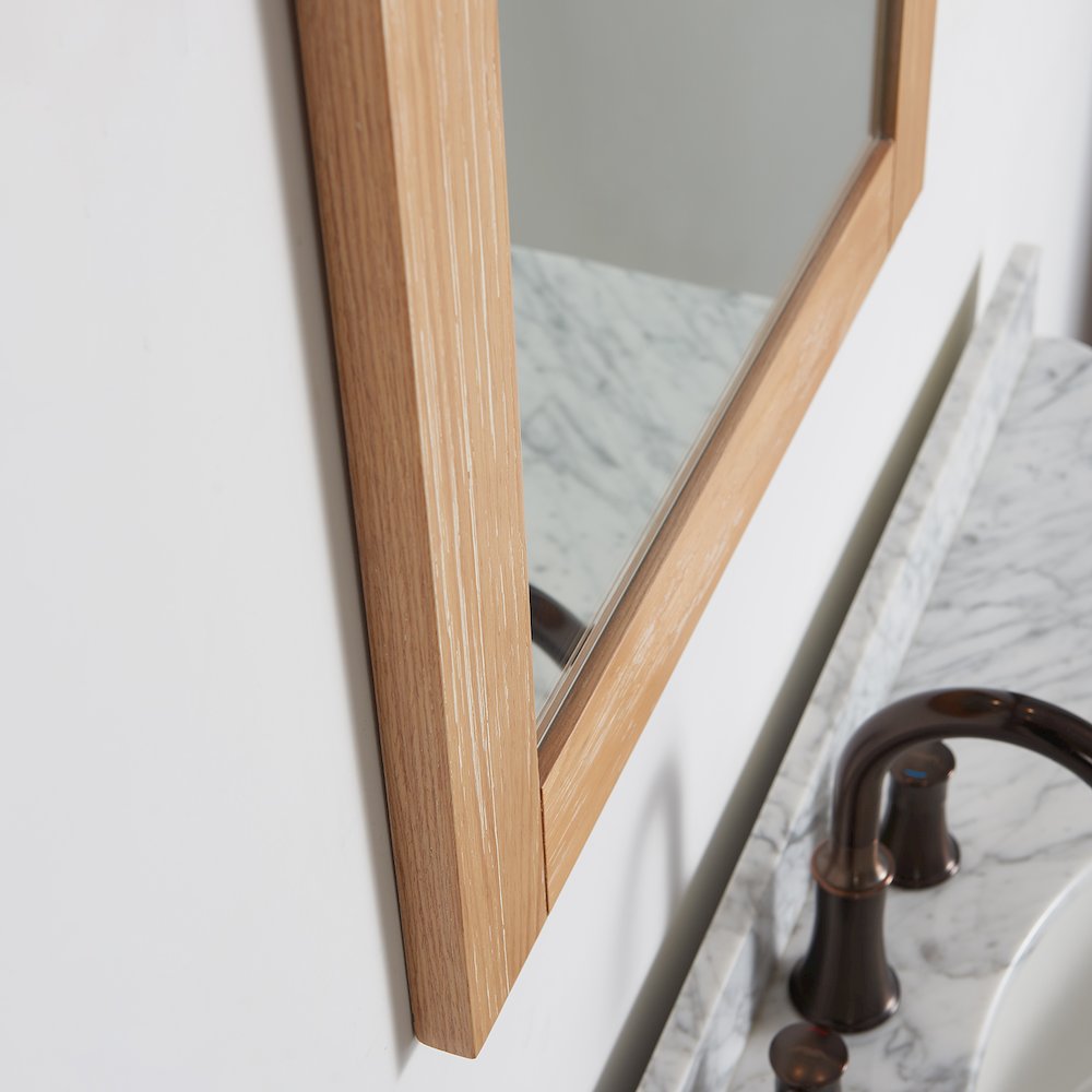 Cortes 24" Rectangular Bathroom Vanity Barndoor Wall Mount Mirror in Pine. Picture 6